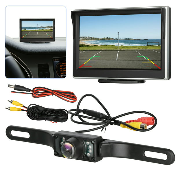 Built-in Wireless Car Cup Suction Monitor+Backup Camera Parking Rear View System 
